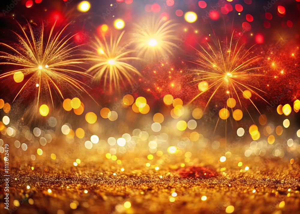 Captivating Abstract Gold and Red Glitter Background with Fireworks for Stunning Christmas Product Photography Captivating Abstract Gold and Red Glitter Background with Fireworks for Stunning Christmas Product Photography