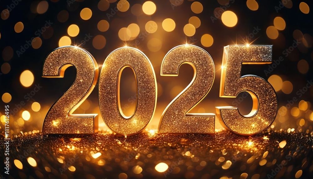 Golden 2025 New Year Celebration Vibrant and Joyful Festive Design Golden 2025 New Year Celebration Vibrant and Joyful Festive Design