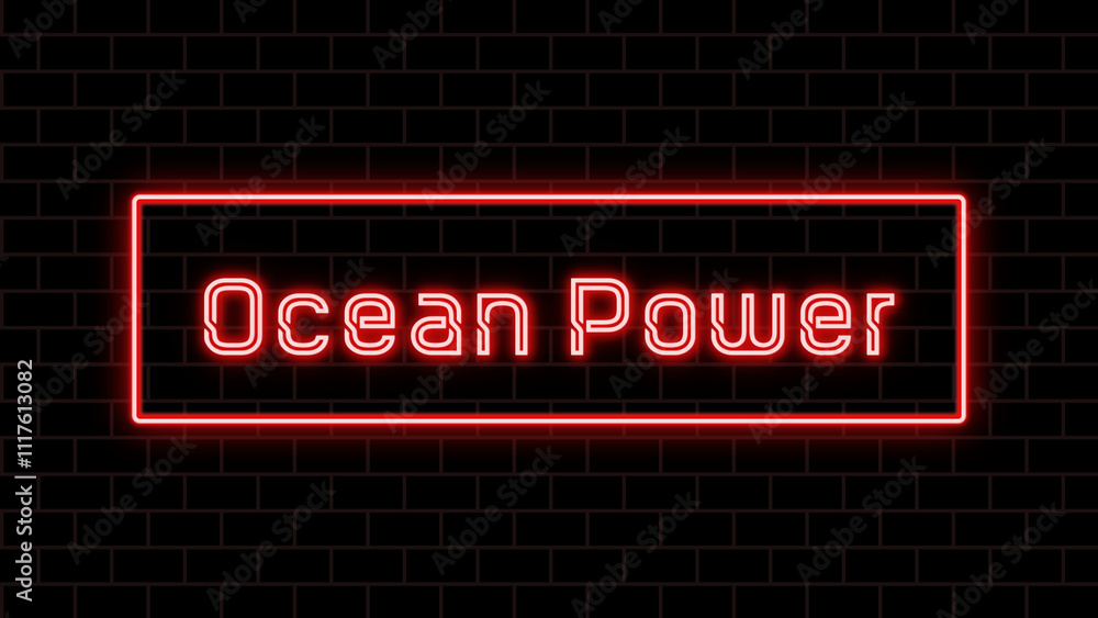 Ocean Power のネオン文字イラスト Ocean Power のネオン文字イラスト