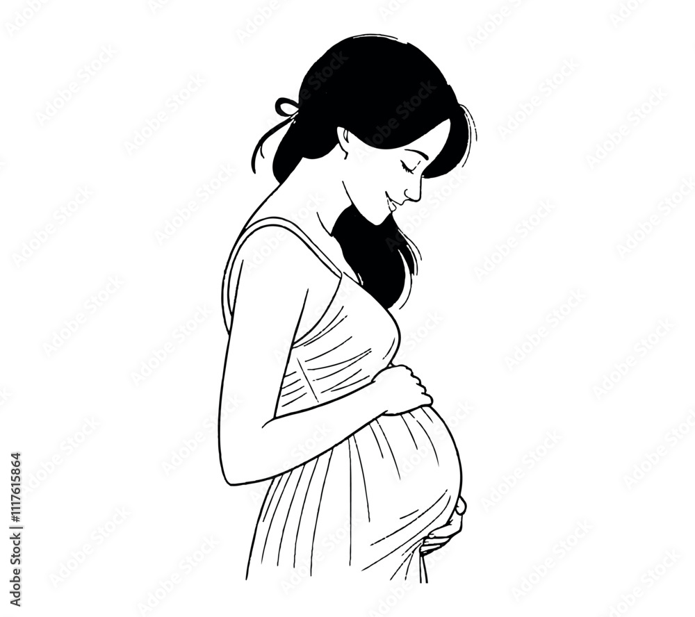 pregnancy young woman silhouette line art pregnancy young woman silhouette line art