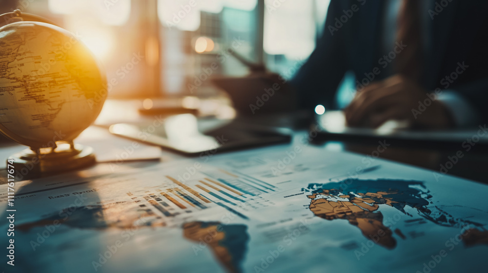 Fototapeta premium Abstract business Financial charts show a significant increase in profits in the stock market. This is driven by higher interest rates and continued growth. In the innovation world of financial