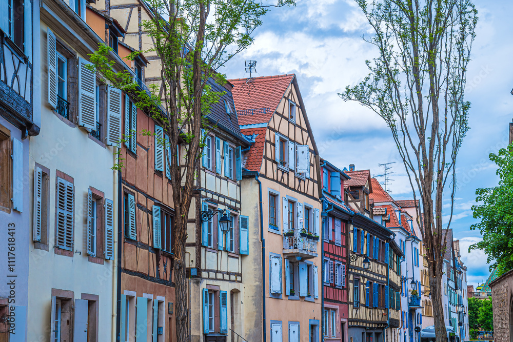 Traditional Alsatian buildings with typical architecture, Colmar, France Traditional Alsatian buildings with typical architecture, Colmar, France