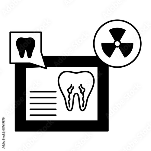 3d Intraoral Scanning or xray concept, Teeth Digital Impressionism or Cone Beam Computed Tomography vector outline design, Odontology symbol, manual dexteritysign, Dentist tools stock illustration