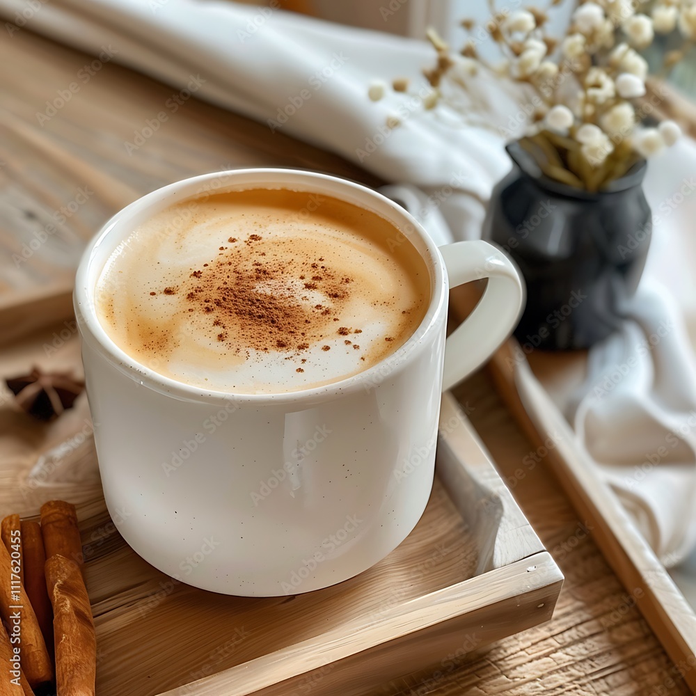 Cozy Cup of Cinnamon Coffee with Whipped Cream and Cinnamon Dust Cozy Cup of Cinnamon Coffee with Whipped Cream and Cinnamon Dust