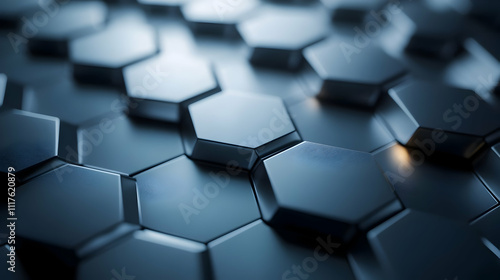 Dark Blue Hexagon 3D Abstract Background