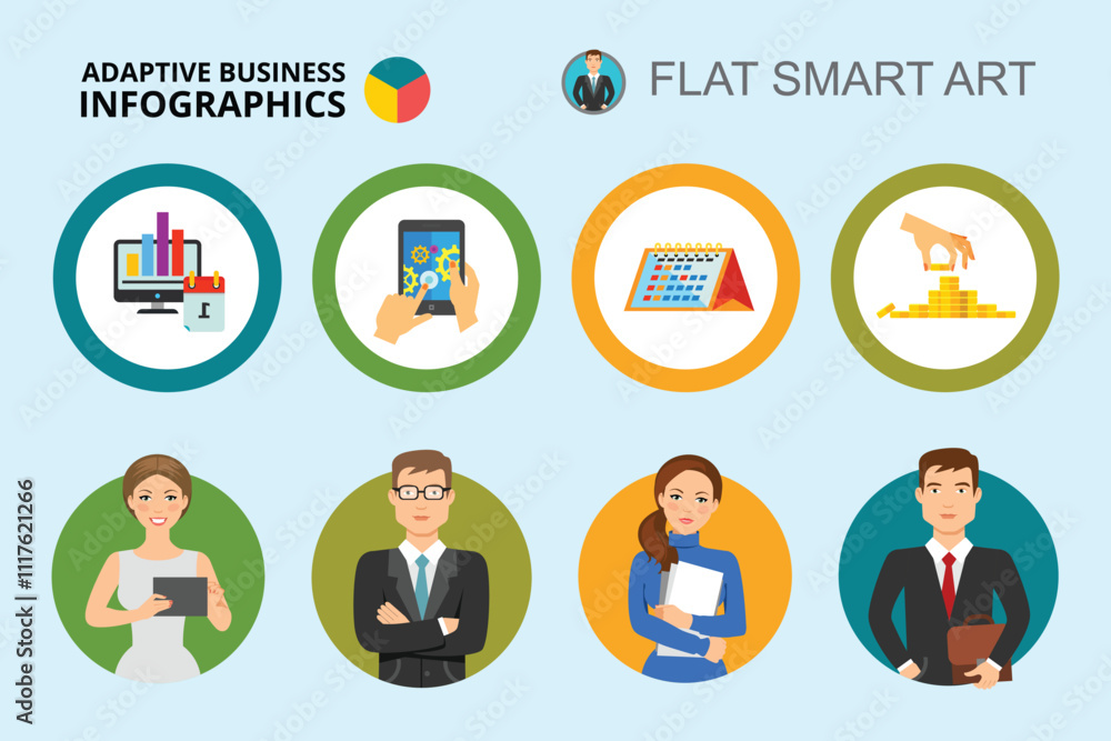 UI UX Infographic people and icon elements for design vector illustration UI UX Infographic people and icon elements for design vector illustration