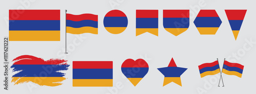 Set National Flag of Armenia .national flag vector design set with popular shapes and brush. Armenia flag vector illustration Free Download Set National Flag of Armenia .national flag vector design set with popular shapes and brush. Armenia flag vector illustration - GFXLoad