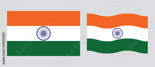 The national Flag of India vector illustration with standard size and proportion. National flag emblem with accurate size and colors. India official national flag.