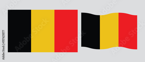  Belgium National flag, vector illustration with standard size and proportion. National flag emblem with accurate size and colors. Belgium official national flag.