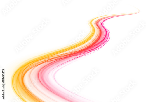 Expressway and vehicle headlights effect: vivid speed motion and glowing light trails, cyberpunk-inspired data acceleration background with bright waves and vortex for PNG graphic design.	