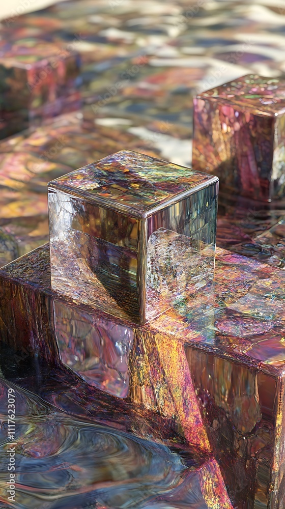 Abstract Cubes Floating in a Vibrant Gradient Background Abstract Cubes Floating in a Vibrant Gradient Background
