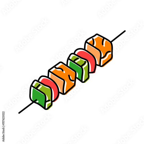 paneer tikka indian cuisine color icon vector. paneer tikka indian cuisine sign. isolated symbol illustration