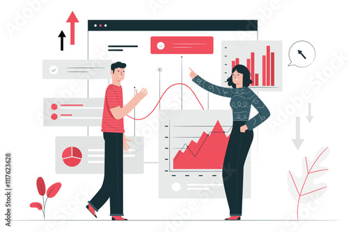 A man and a woman seeing there result on the bar vector illustration