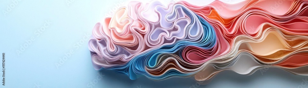 Fototapeta premium Design a 3D paper cutout of a brain, showcasing intricate layers in soft pastel shades