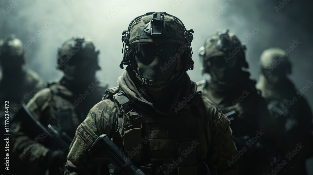 Military Squad in Smoke Military Squad in Smoke