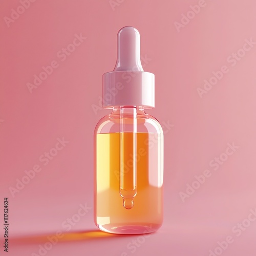 3D Serum Bottle Icon: Precision Dropper for Skin Treatments illustration