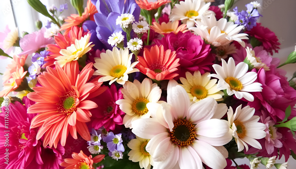 Bright and Colorful Flower Bouquet with a Variety of Blooms Bright and Colorful Flower Bouquet with a Variety of Blooms