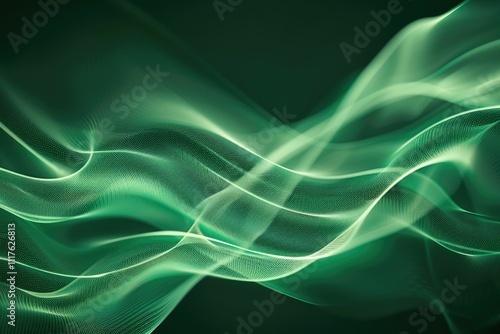 Abstract green wave with a subtle texture background removed