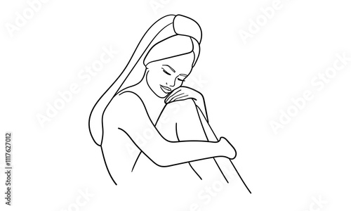 Spa salon continuous line art drawing isolated on white background. Self care and beauty. Vector illustration