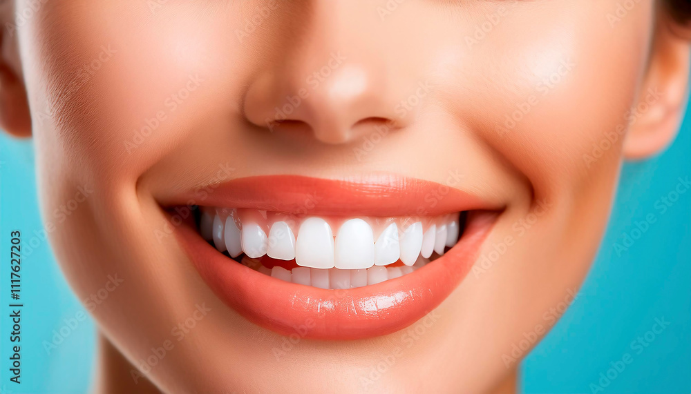 Close-up of beautiful young woman with white teeth and healthy smile Close-up of beautiful young woman with white teeth and healthy smile