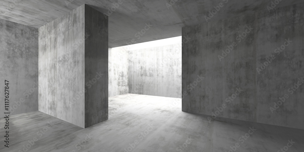 Minimalist concrete interior with spacious architecture and natural lighting. 3d render Minimalist concrete interior with spacious architecture and natural lighting. 3d render