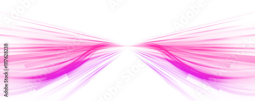 Neon stripes in the form of drill, turns and swirl. Abstract high-speed motion with long exposure and neon light painting, featuring glittering fire flare traces, optic fiber twists. Vector PNG.	