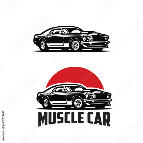 Muscle car vector illustration. Classic retro sport car vector isolated