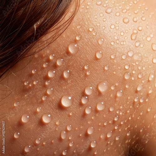 Skin hydration concept. Female skin surface with drops of moisturizing skin care serum