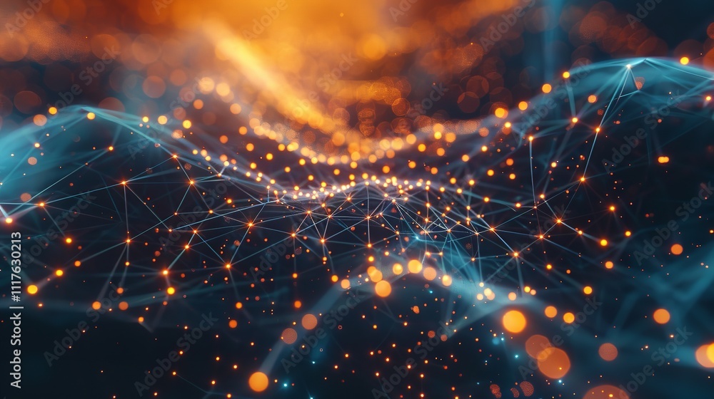 Abstract polygonal background from lines, dots and glowing particles with plexus effect. Abstract polygonal background from lines, dots and glowing particles with plexus effect.