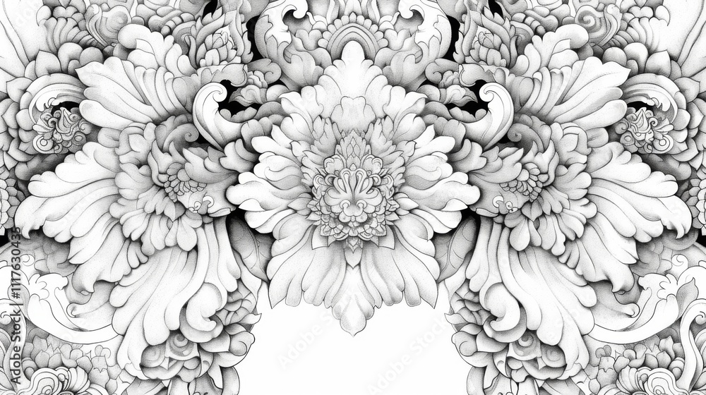 Intricate Thai Floral Pattern Artwork Intricate Thai Floral Pattern Artwork