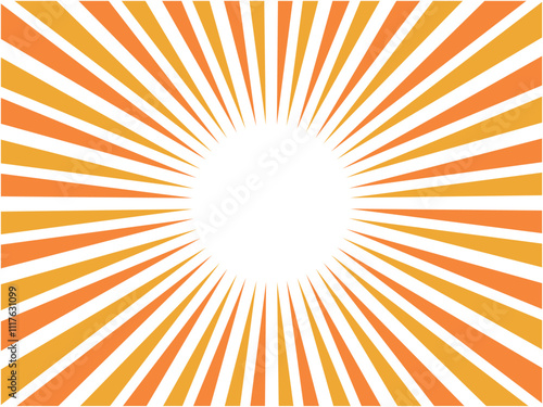 オレンジのポップな集中線背景素材