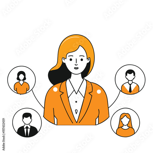 Connected business woman leading a team