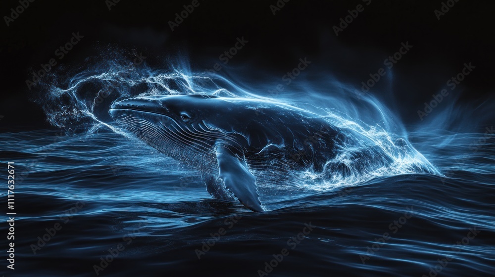 Humpback Whale in Blue Light