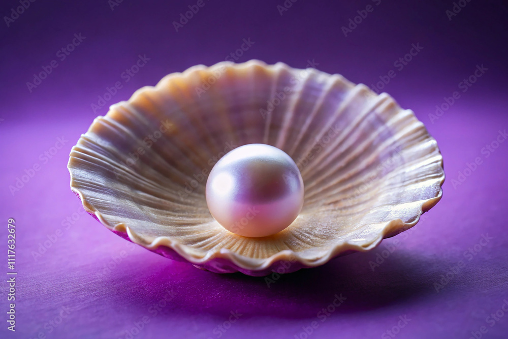 Pearl in a shell on a purple, isolated on whith background Pearl in a shell on a purple, isolated on whith background