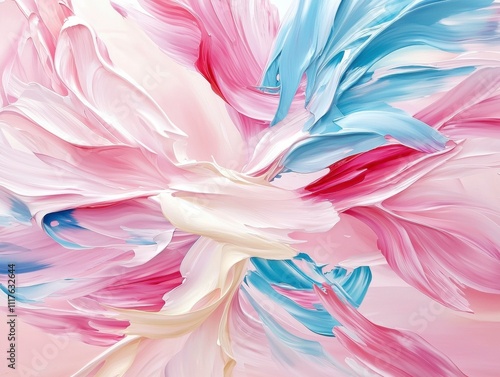 Abstract Pink, Blue and White Swirls.