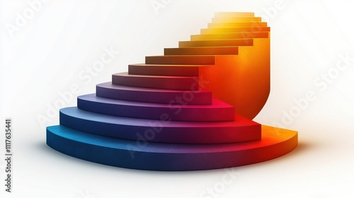 A vibrant staircase ascends gracefully, blending colors that evoke energy and ambition