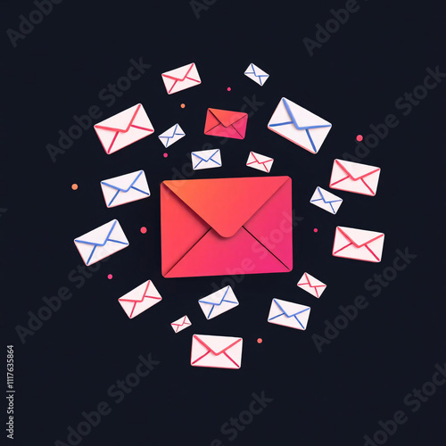 email marketing concept, sending many e-mails or digital newsletter