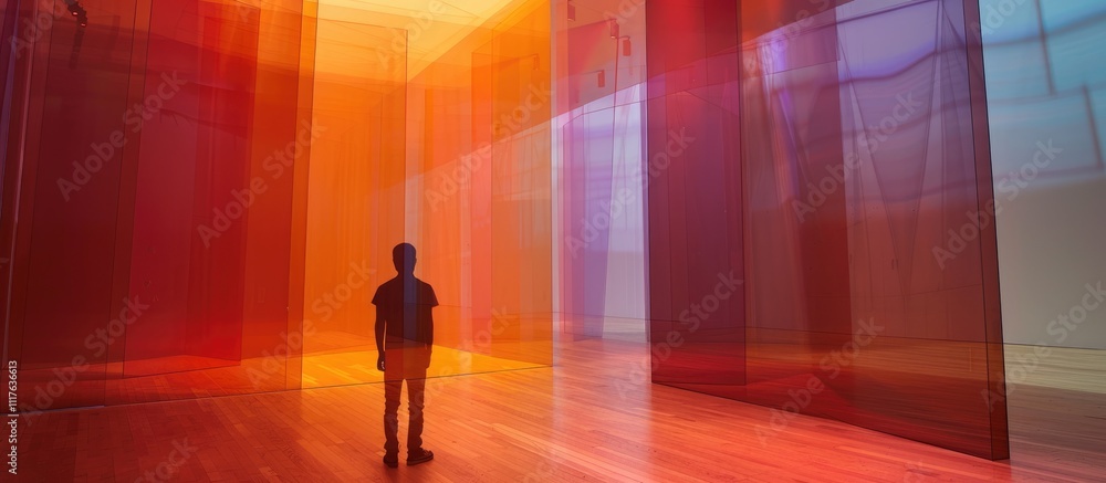Silhouette of a Person in a Colorful Room Silhouette of a Person in a Colorful Room