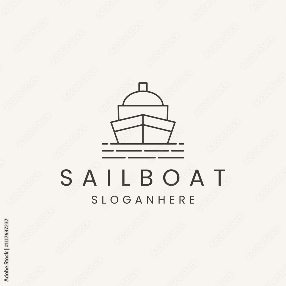 sailboat sailing ship logo with line vector illustration design sailboat sailing ship logo with line vector illustration design