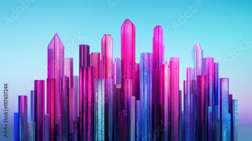 vibrant crystal cityscape under pastel sky