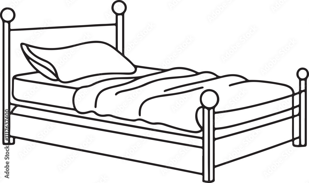 Fototapeta premium Bed Coloring Page