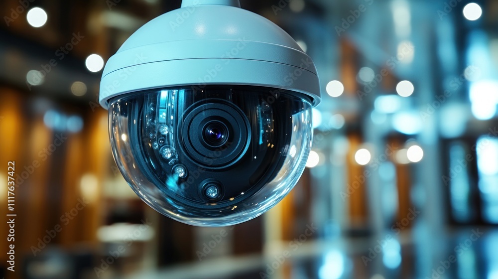 A sleek security camera monitors an upscale environment, ensuring safety and surveillance A sleek security camera monitors an upscale environment, ensuring safety and surveillance