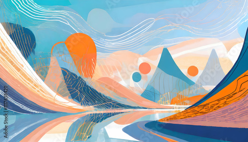 Abstract art minimal background design, geometric shapes, pastel creative abstraction