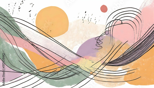 Abstract art minimal background design, geometric shapes, pastel creative abstraction