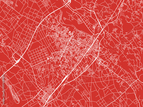 Christmas Map of Nasushiobara, Japan in Snowy White on Festive Red Background. photo