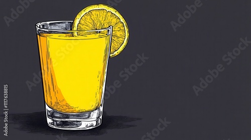 Refreshing citrus drink with a lemon slice garnish