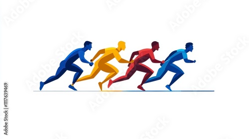 Dynamic runners in vibrant colors showcasing speed and teamwork