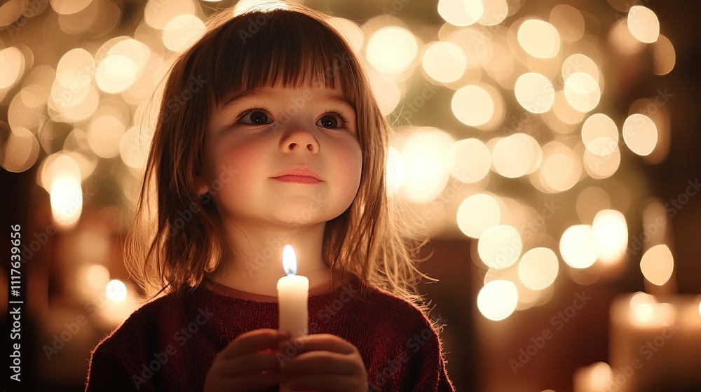 Child Holding Candle at Christmas Service Child Holding Candle at Christmas Service