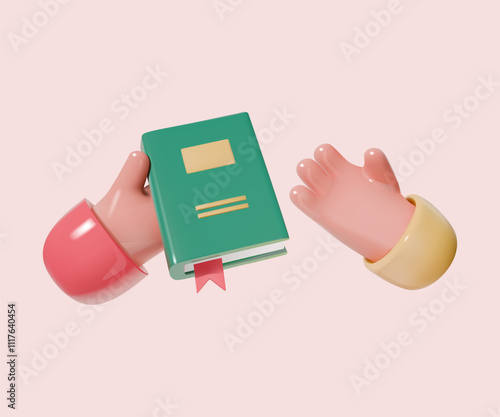 3D Illustration of Giving a Book