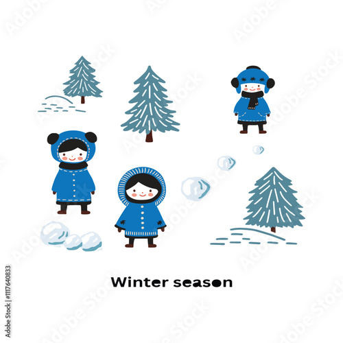 winter season atr on white background photo